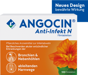 Das neue Packungsdesign von ANGOCIN Hier sieht man die Packung mit dem neuen Design von ANGOCIN