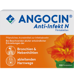 ANGOCIN® Anti-Infekt N ANGOCIN® Anti Infekt N ist ein pflanzliches Arzneimittel aus Kapuzinerkresse und Meerrettich. Es wird bei Blasenentzündungen und Erkältungen eingesetzt.